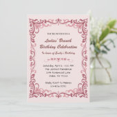 Elegant Pink Scroll Ladies’ Tea Birthday Party Kaart (Staand voorkant)