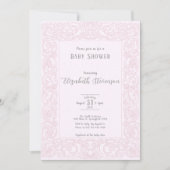 Elegant Pink Scrollwork Baby Shower Kaart (Voorkant)