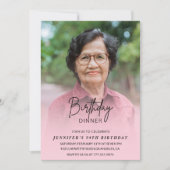 Elegant Pink Shadow Dinner Foto 94e verjaardag Kaart (Voorkant)