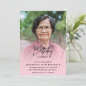 Elegant Pink Shadow Dinner Foto 96e verjaardag Kaart (Staand voorkant)
