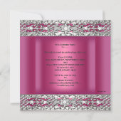 Elegant Pink Silver Diamond Birthday Party Kaart (Achterkant)