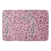 Elegant Pink Silver Glitter Leopard on Rose Gold Badmat (Voorkant)