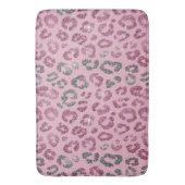 Elegant Pink Silver Glitter Leopard on Rose Gold Badmat (Voorkant Verticaal)