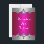 Elegant Pink Silver Jewel 21st Birthday Kaart<br><div class="desc">Fantastische Elegant Events for Women, Girls, Party Invites voor alle leeftijden, pas je aan op de leeftijd die je wilt! 21ste uitnodiging van de Birthday Party, 20e uitnodiging van de Birthday Party, 30e uitnodiging van de Birthday Party, 40e uitnodiging van de Birthday Party, 50e uitnodiging van de Birthday Party, 60e...</div>