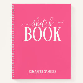Elegant Pink Sketch Book with name gift for her Notitieboek