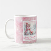 Elegant Pink Snowman Cozy Winter Forest Scene Xmas Koffiemok (Links)