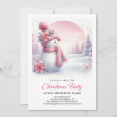 Elegant Pink Snowman Kids Editable Christmas Invit Kaart (Voorkant)