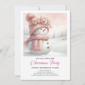 Elegant Pink Snowman Kids Editable Digital Xmas Kaart (Voorkant)