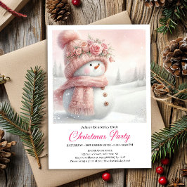 Elegant Pink Snowman Kids Editable Digital Xmas Kaart
