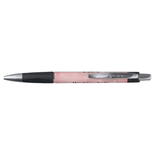 Elegant Pink Sparkle personalized Weddenschap Bell Pen (Achterkant)
