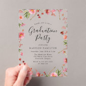 Elegant Pink Spring Floral Gradual Party Acryl Uitnodigingen (Insitu (Draagbaar))