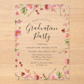 Elegant Pink Spring Floral Gradual Party Acryl Uitnodigingen (Voorkant)