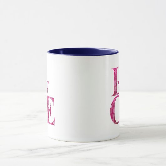 Elegant Pink Spring Hydrangea Floral LOVE Mok (Midden)