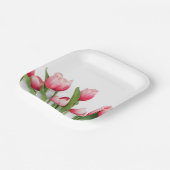 Elegant Pink Spring Tulip Floral Papieren Bordje (Gebogen)