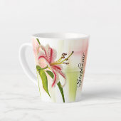 Elegant Pink Stargazer Lily Floral Fotografie Latte Mok (Linkerhoek)