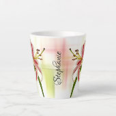 Elegant Pink Stargazer Lily Floral Fotografie Latte Mok (Voorkant)