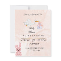Elegant Pink Stork Baby Shower