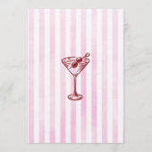 Elegant Pink Striped Martini 30th Birthday Kaart (Achterkant)