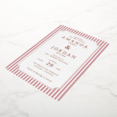 Elegant Pink Striped Wedding Invitation Folie Uitnodiging (Gedraaid)
