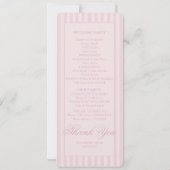 Elegant Pink Stripes Trouwprogramma (Achterkant)