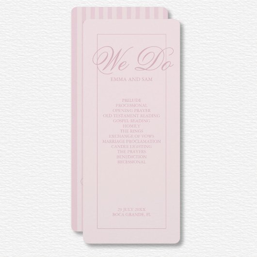 Elegant Pink Stripes Trouwprogramma
