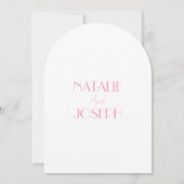 Elegant Pink Stylish Minimalist Arched Wedding Kaart (Achterkant)