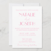 Elegant Pink Stylish Minimalist Wedding Photo  Kaart (Voorkant)