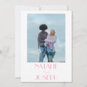 Elegant Pink Stylish Minimalist Wedding Photo  Kaart (Achterkant)