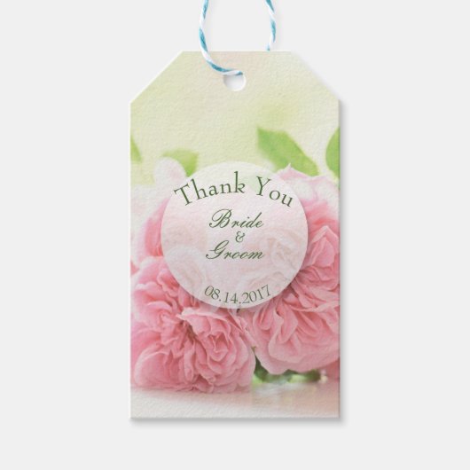 Elegant Pink Summer Roos Weddenschap Hartelijk dan Cadeaulabel (Voorkant)