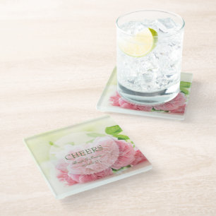Elegant Pink Summer Roos Weddenschappen Glazen Onderzetter