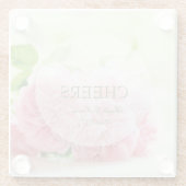 Elegant Pink Summer Roos Weddenschappen Glazen Onderzetter (Achterkant)