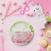 Elegant Pink Summer Roos Wedding Papieren Bordje (Feest)