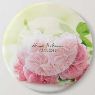 Elegant Pink Summer Roos Wedding Ronde Button 6,0 Cm