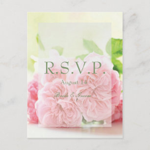 Elegant Pink Summer Roos Wedding RSVP Uitnodiging Briefkaart