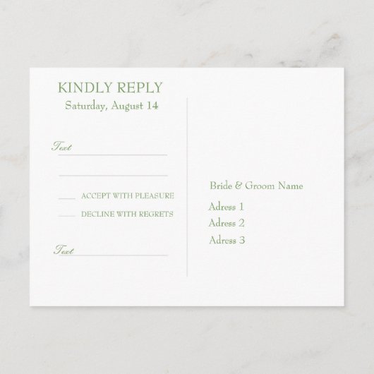 Elegant Pink Summer Roos Wedding RSVP Uitnodiging Briefkaart (Achterkant)