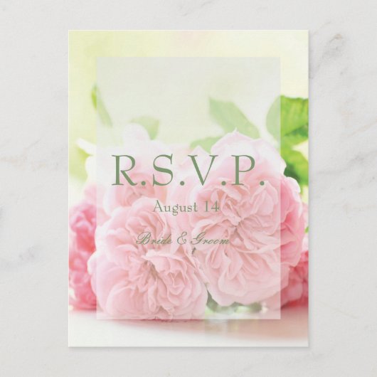 Elegant Pink Summer Roos Wedding RSVP Uitnodiging Briefkaart (Voorkant)