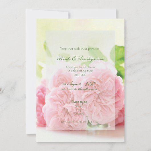 Elegant Pink Summer Roos Wedding SAVE the Date (Achterkant)