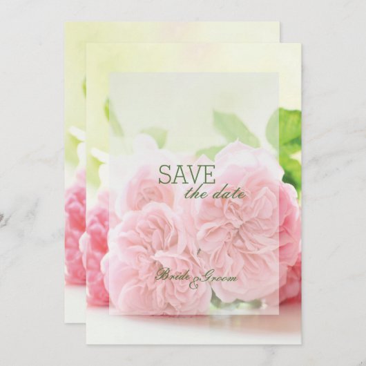 Elegant Pink Summer Roos Wedding SAVE the Date (Voorkant / Achterkant)