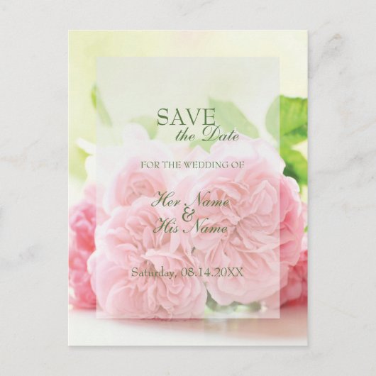 Elegant Pink Summer Roos Wedding SAVE the Date Aankondigingskaart (Voorkant)