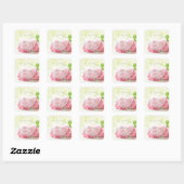 Elegant Pink Summer Roos Wedding Vierkante Sticker (Vel)