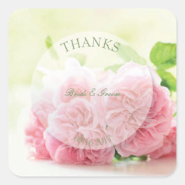 Elegant Pink Summer Roos Wedding Vierkante Sticker