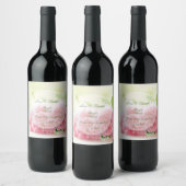 Elegant Pink Summer Roos Wedding Wijn Etiket (Flessen)