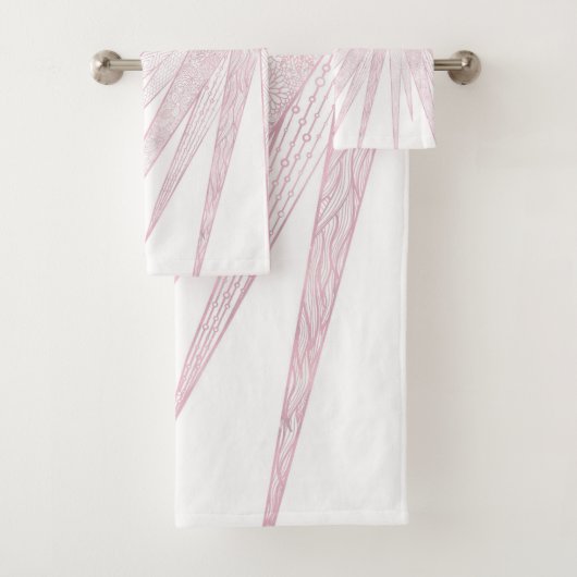 Elegant Pink Sun Moon Doodle Mandala White Design Bad Handdoek (Insitu)