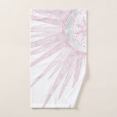 Elegant Pink Sun Moon Doodle Mandala White Design Bad Handdoek (Handdoek)