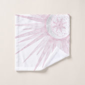 Elegant Pink Sun Moon Doodle Mandala White Design Bad Handdoek (Wasdoekje)