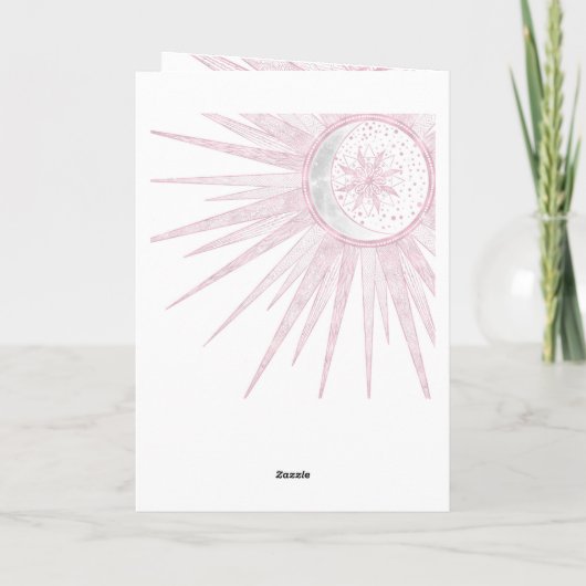 Elegant Pink Sun Moon Doodle Mandala White Design Feestdagen Kaart (Achterkant)