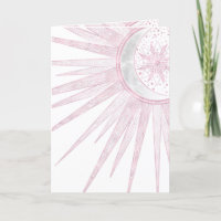 Elegant Pink Sun Moon Doodle Mandala White Design