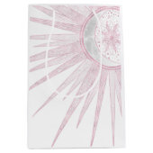 Elegant Pink Sun Moon Doodle Mandala White Design Medium Cadeauzakje (Voorkant)