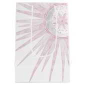 Elegant Pink Sun Moon Doodle Mandala White Design Medium Cadeauzakje (Achterkant)