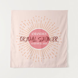 Elegant Pink Sun Wedding Photo Booth Backdrop Wandkleed